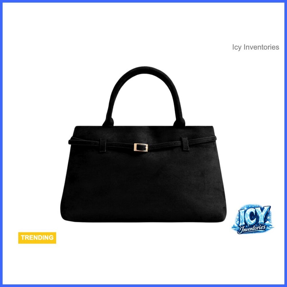 Faux Suede Tote Bag with Gold Hardware Slouchy Hobo Satchel Shoulder Purse